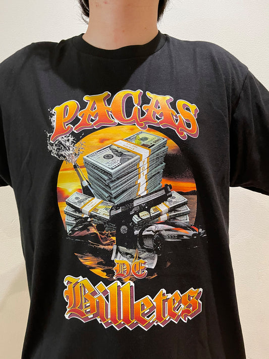 Playera negra Pacas de Billetes bien Placosa - Natanael Cano