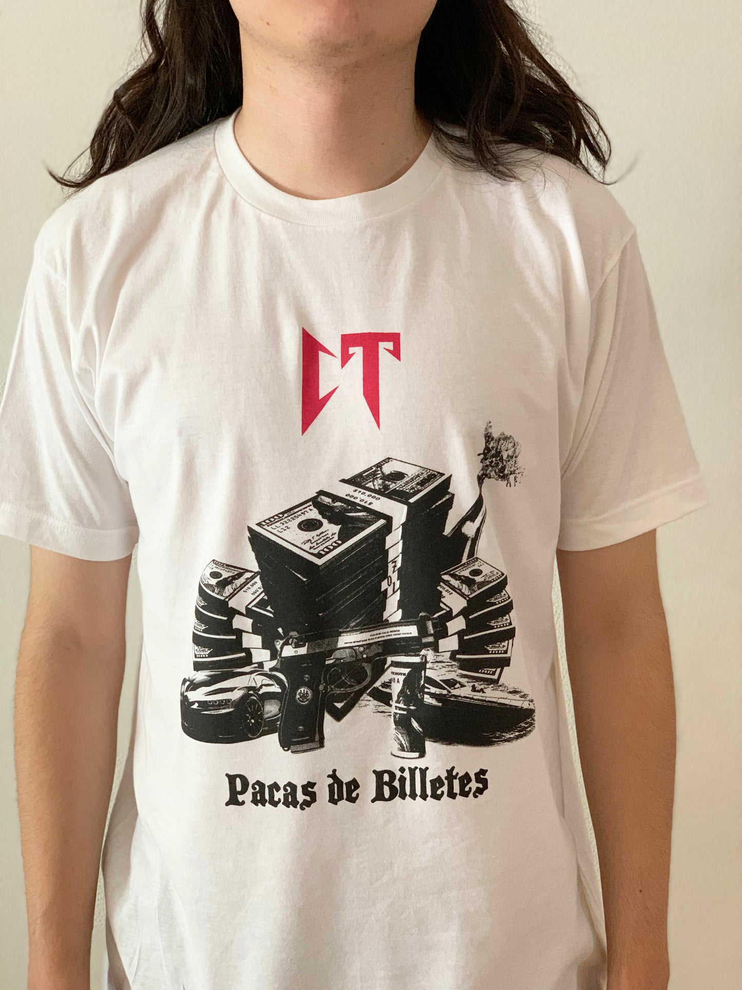 Playera blanca Pacas de billetes CT