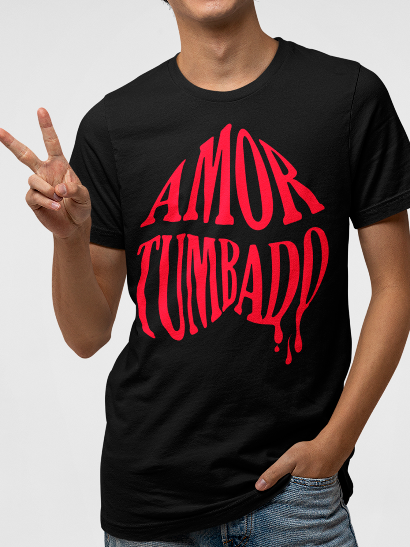 Playera color negro Amor Tumbado