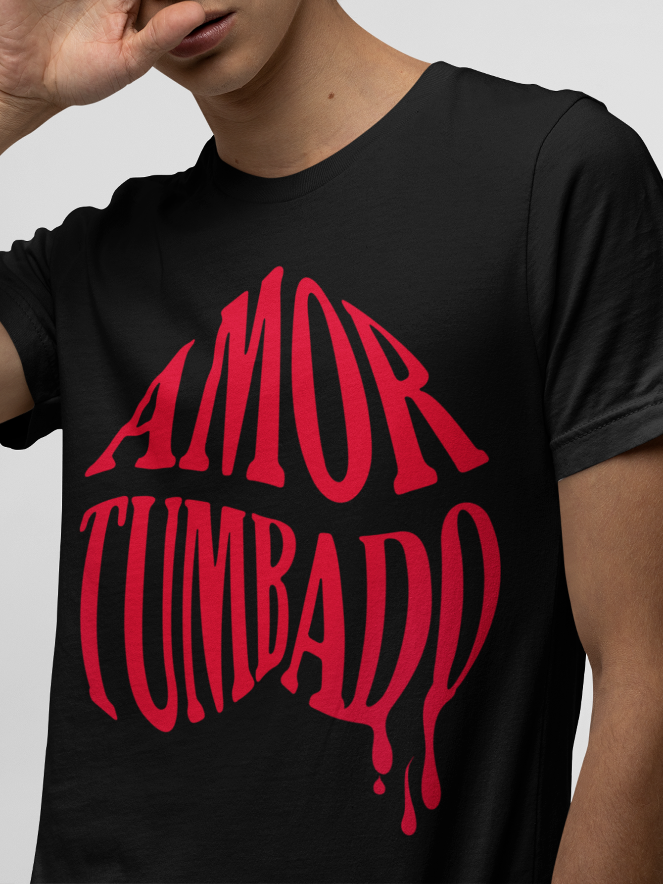 Playera color negro Amor Tumbado unisex