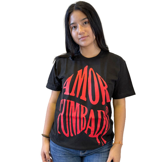 Playera color negro Amor Tumbado unisex
