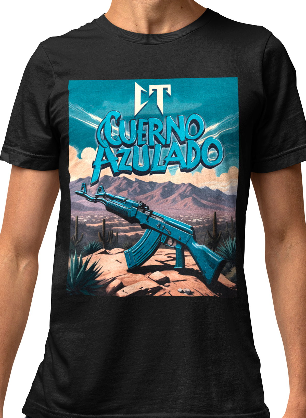 Camiseta negra Cuerno Azulado