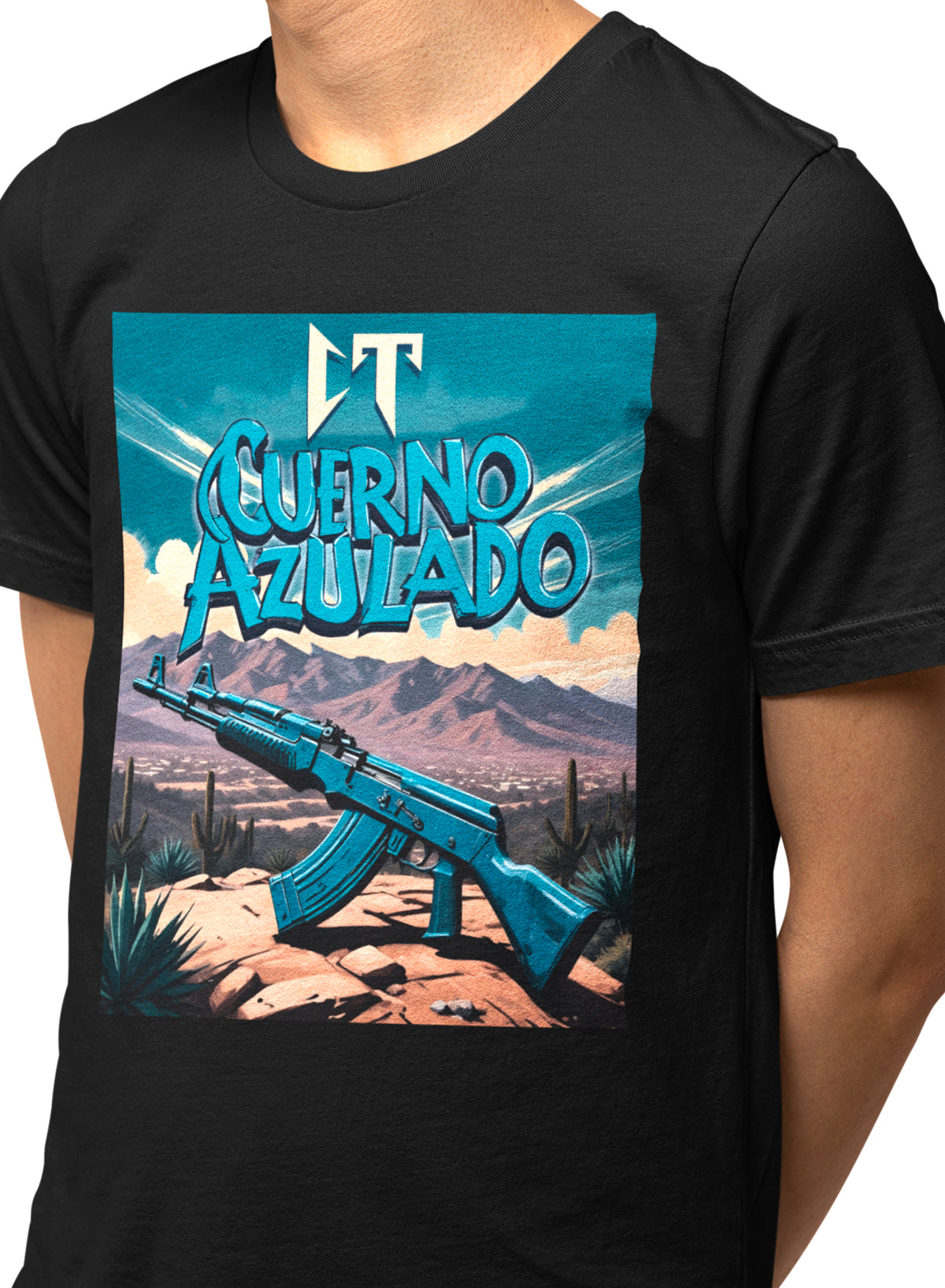 Camiseta negra Cuerno Azulado