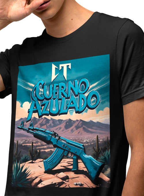 Camiseta negra Cuerno Azulado