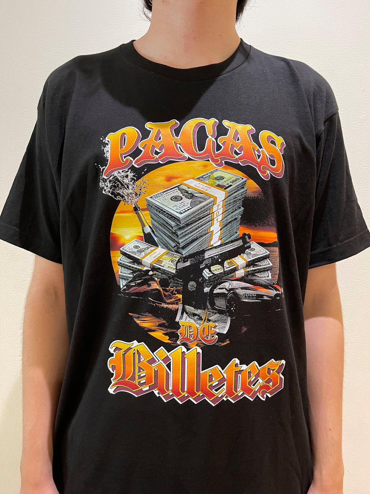 Playera negra Pacas de Billetes bien Placosa - Natanael Cano