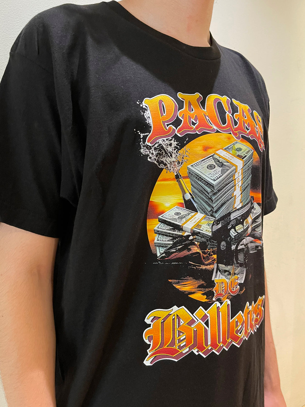 Playera negra Pacas de Billetes bien Placosa - Natanael Cano