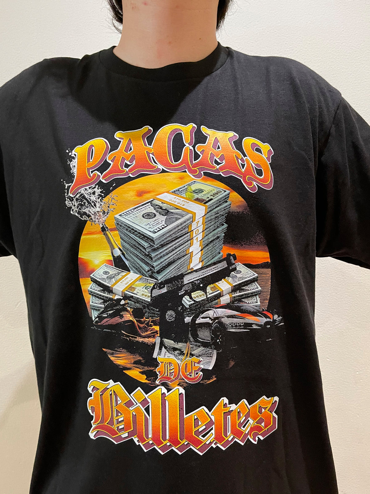 Playera negra Pacas de Billetes bien Placosa - Natanael Cano
