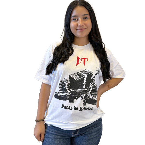 Playera color blanco Pacas de Billetes unisex
