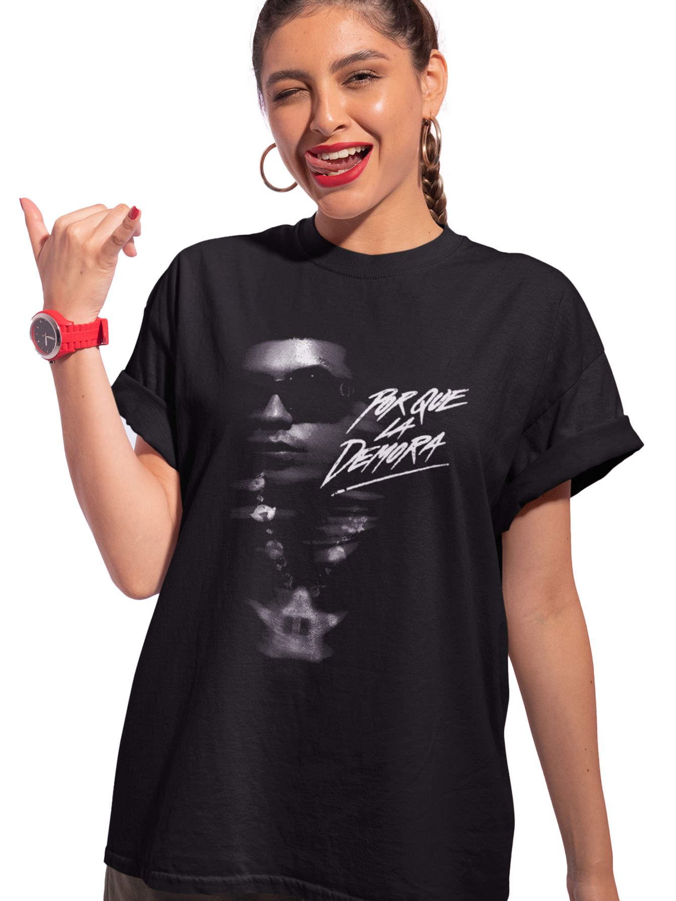 Playera negra Porque la demora Natanael cano