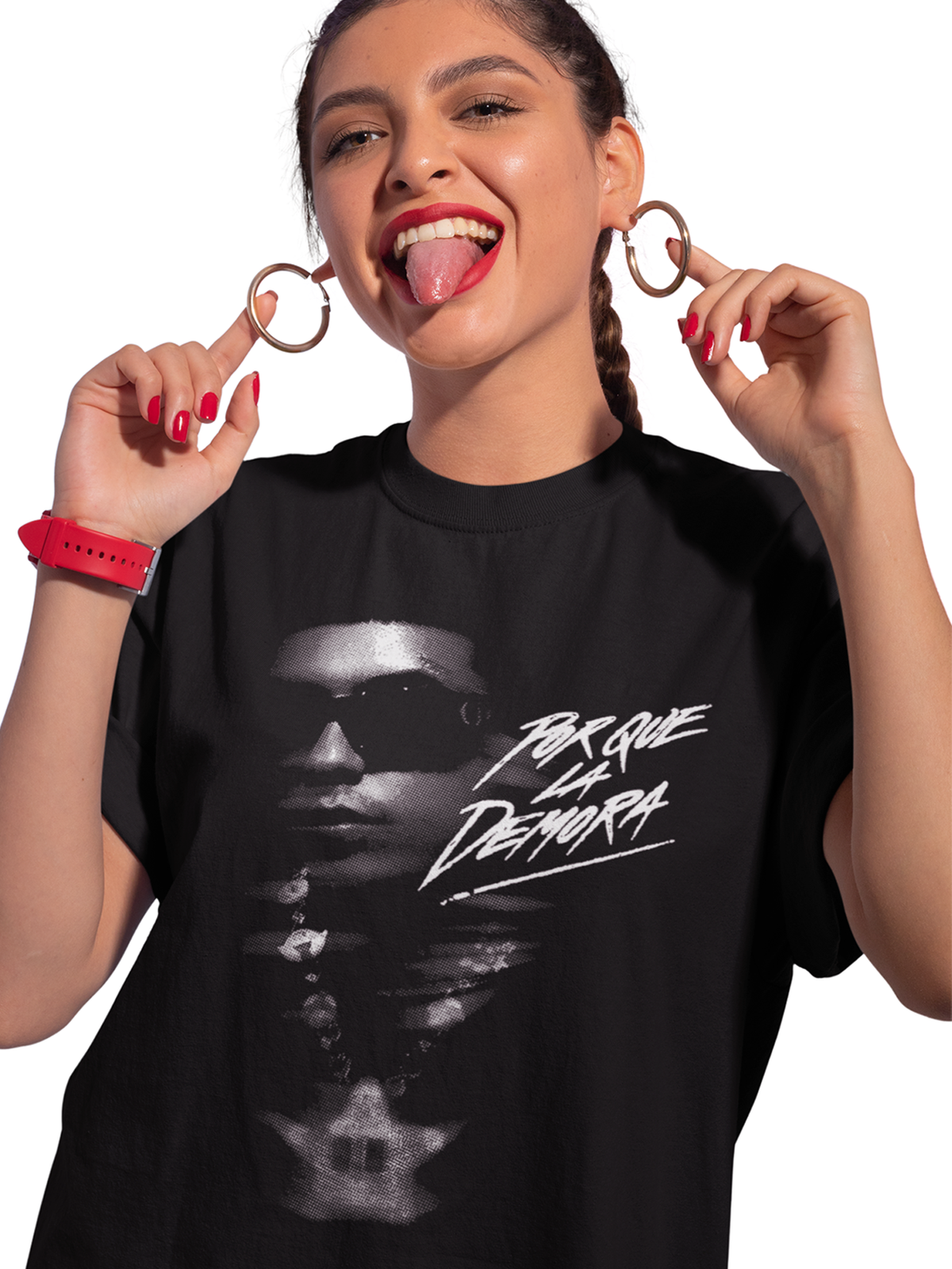 Playera negra Porque la demora Natanael cano